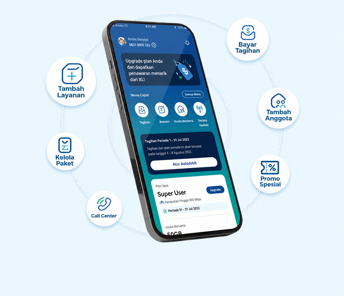 Fitur aplikasi myXL untuk mengatur layanan
