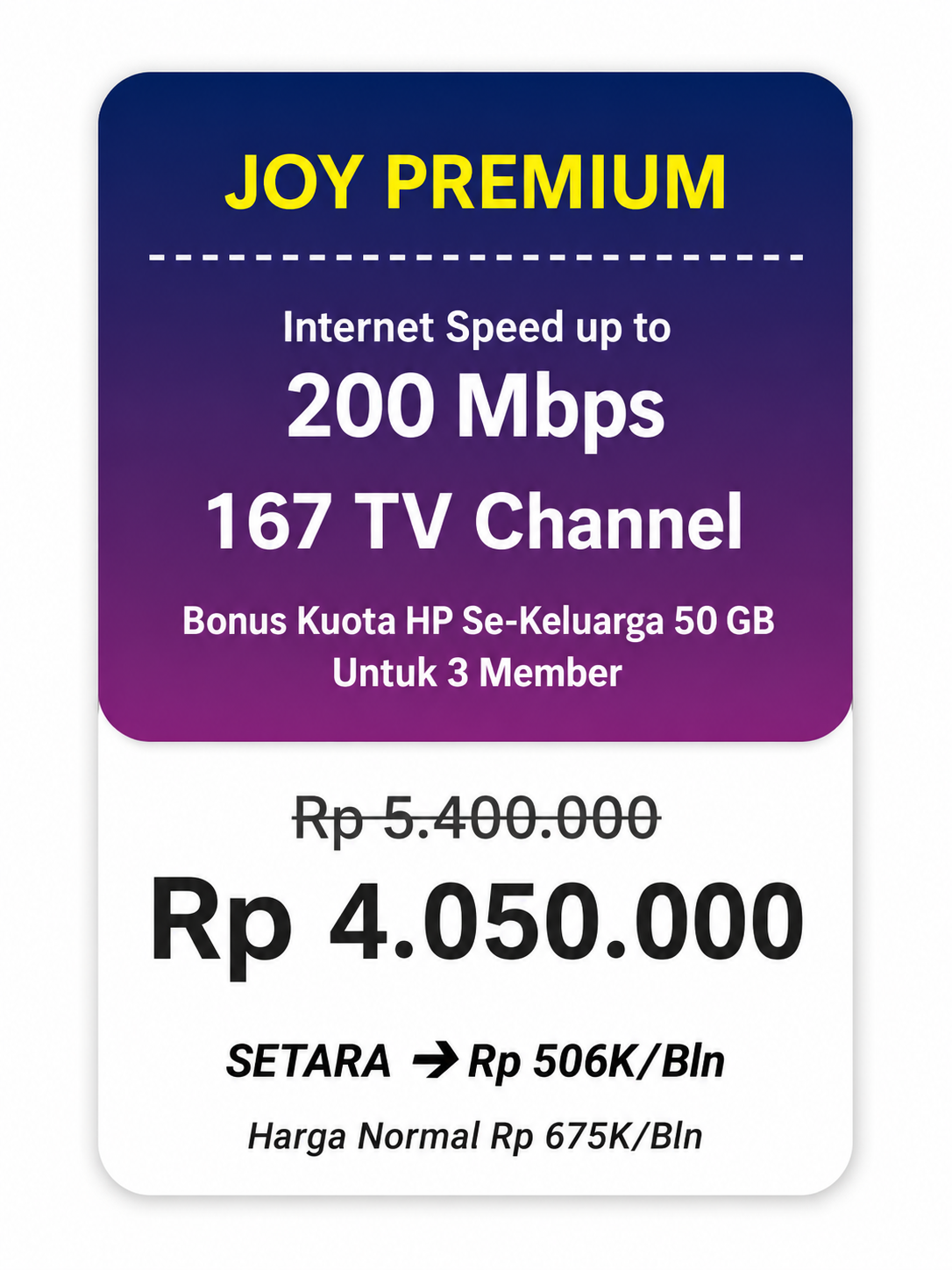 Promo paket Joy Premium